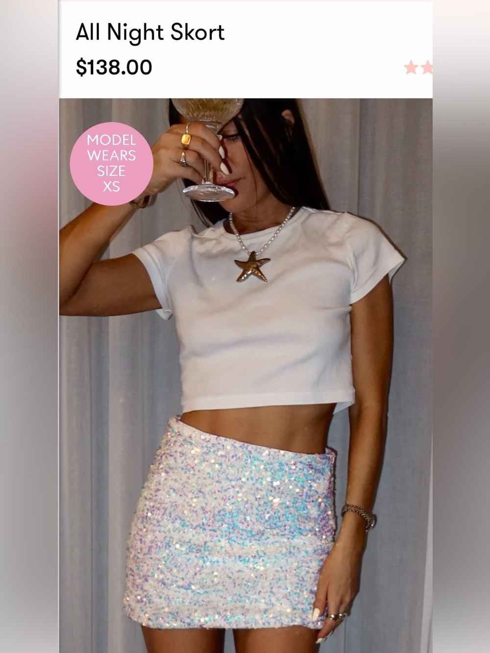 Show Me Your Mumu White Iridescent Sequin Skirt/Skort